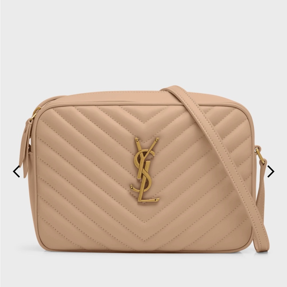 Saint Laurent Lou Medium YSL Camera Bag in tan Quilted Leather
